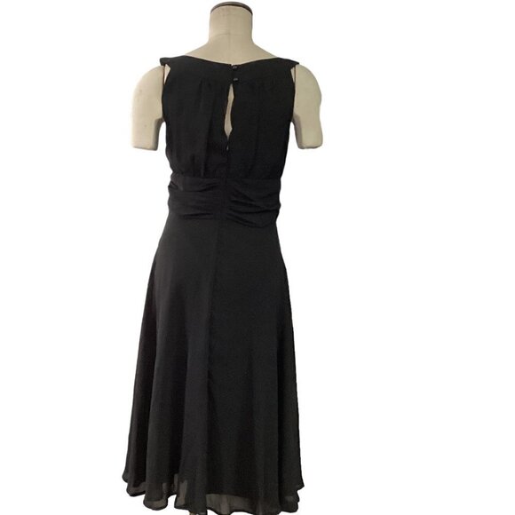 Connected Apparel Black Chiffon Evening Dress Beaded Neckline Sz 6 #222D - Picture 5 of 10